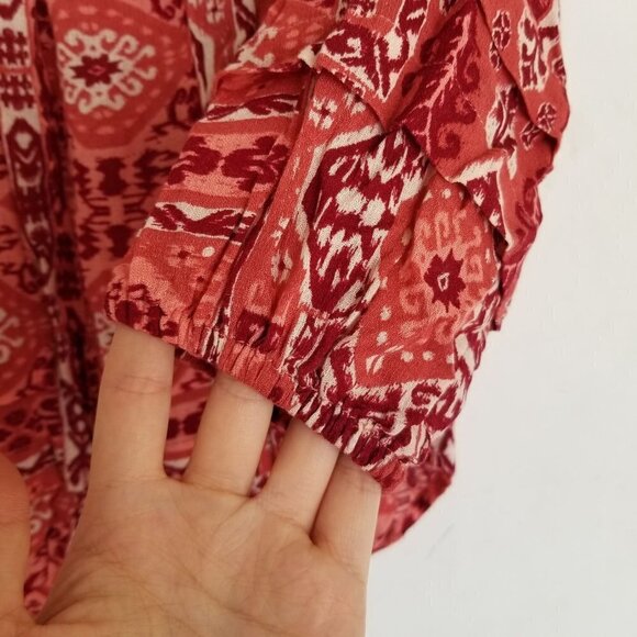 Lucky Brand Paisley Geometric Print Boho Aztec Top - Picture 4 of 8
